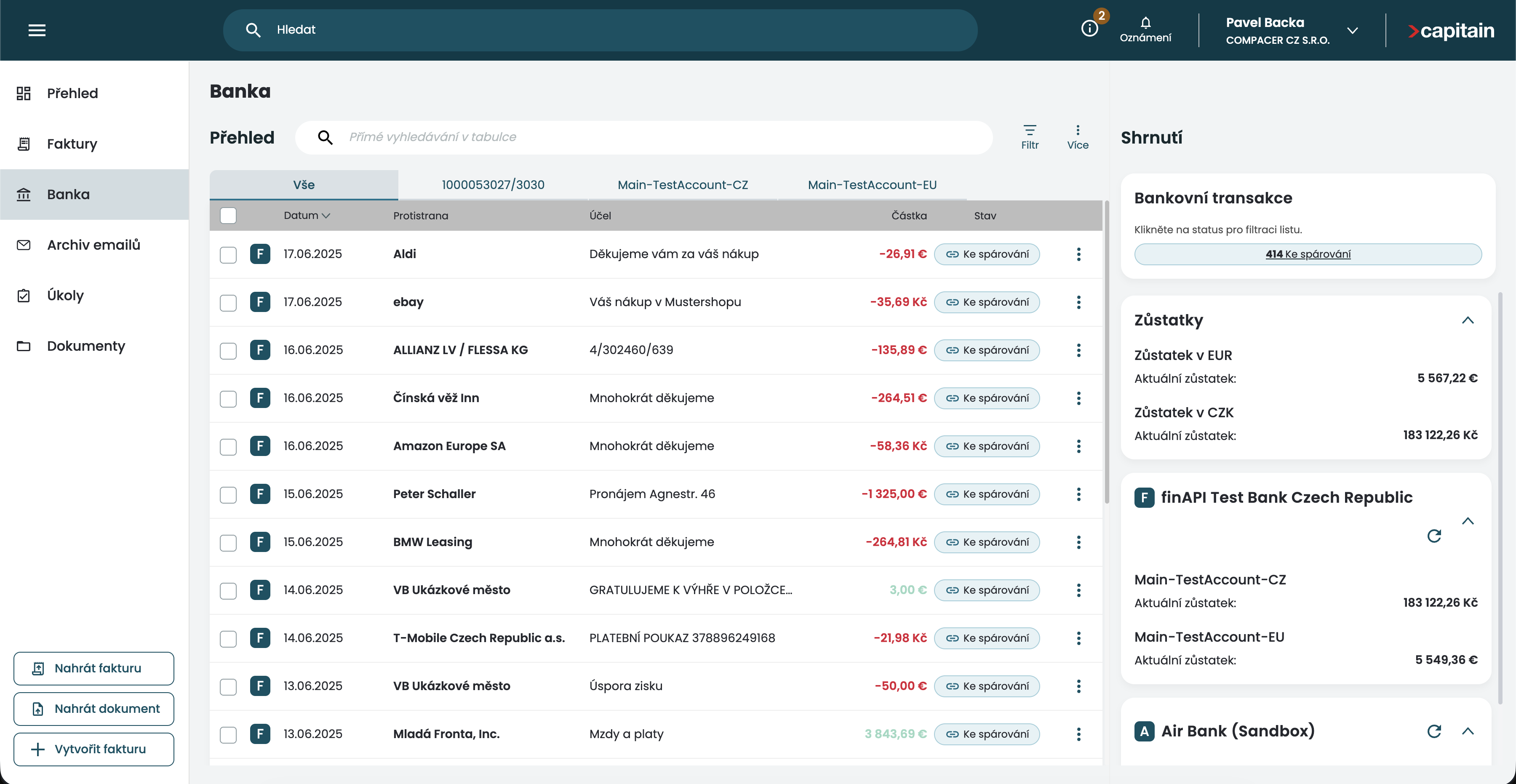 Přehled ve fakturách