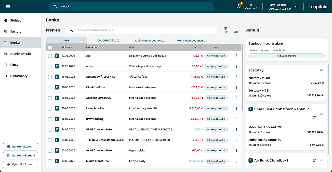 Capitain - Pořádek v platbách a bankovních účtech