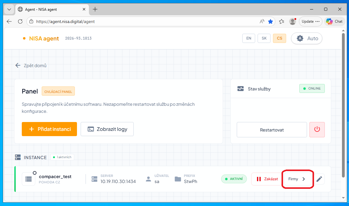Propojení Capitain s Pohodou